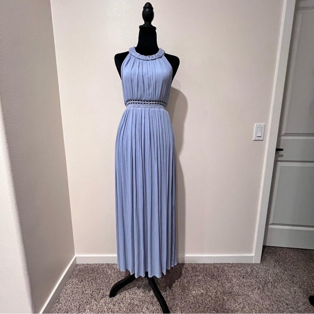 Lulu's Sky Blue Halter Maxi Dress